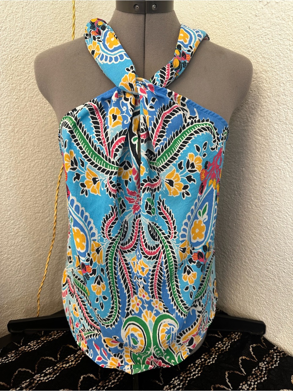 Zara Blue Multicolor Paisley Halter Camisole